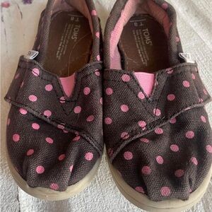 Toms Brown with Pink Polka Dots - Toddler Canvas Shoes Size 8T